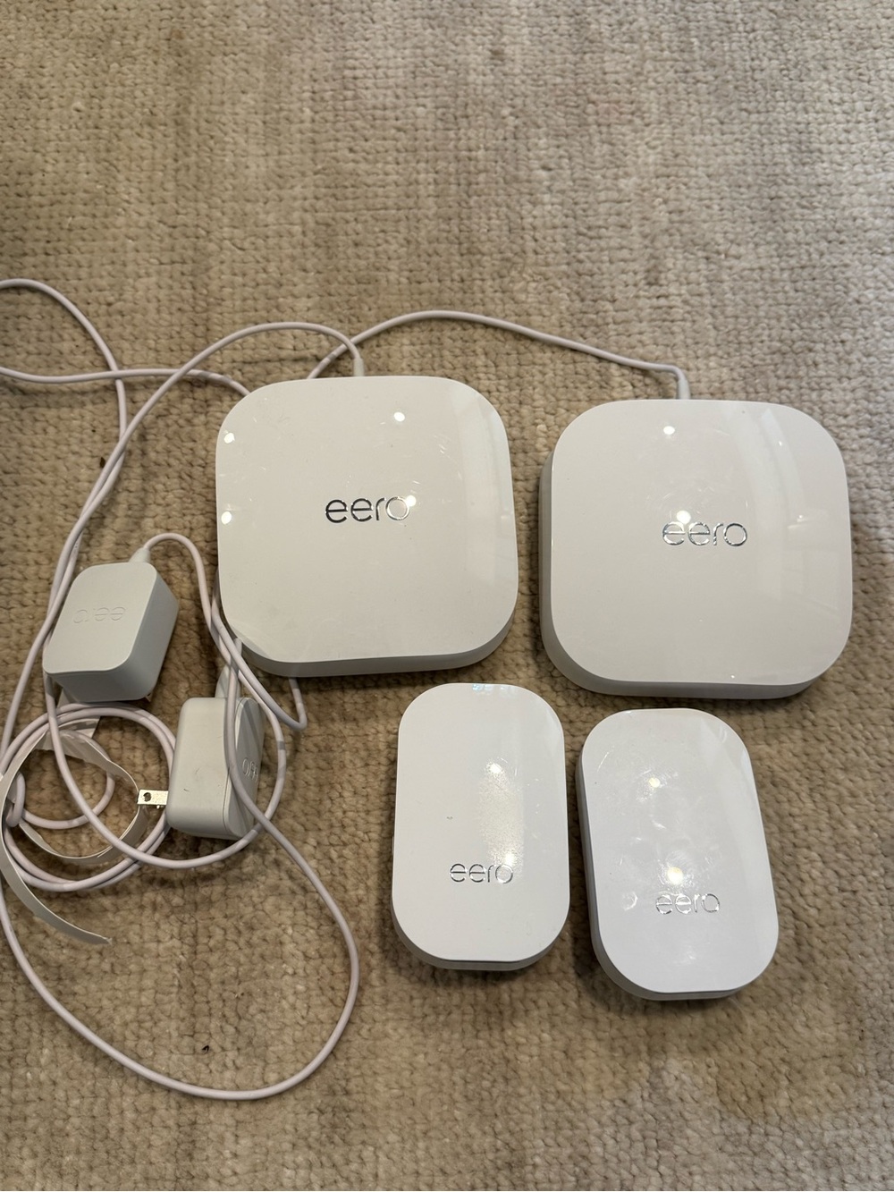 eero White Mesh Wi‑Fi System with Multiple Units and Adapters